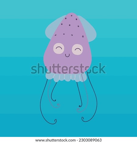 Purple squid vector in blue background for school and business purpose