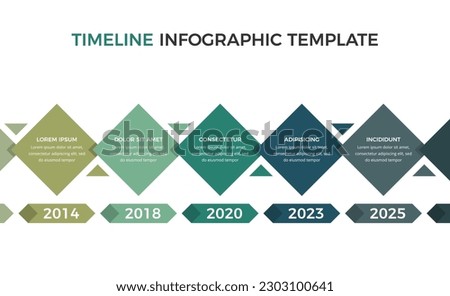 Horizontal timeline infographics template with five arrow with place for dates and text, vector eps10 illustration