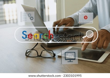 man search job on laptop computer device online browse internet webpage research find global Data Search Technology Search Engine Optimization (SEO) Network