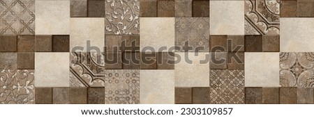 Multicolour Rustic Digital Wall Tile Decor For interior Home or Rustic Ceramic wall tile Design, Heavily Mixed Wall Art Decor For Home, wallpaper, linoleum, textile, background. Royalty-Free Stock Photo #2303109857