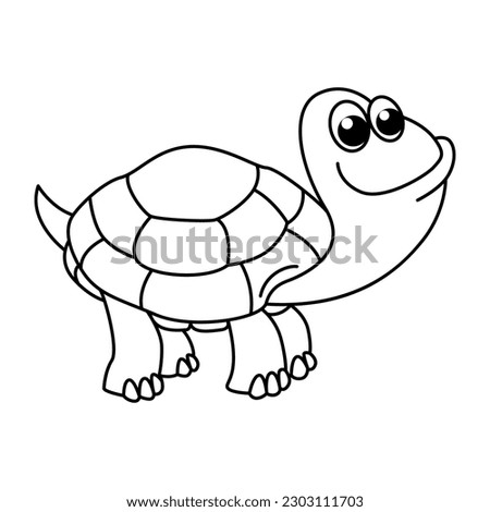 Funny turtle cartoon characters vector illustration. For kids coloring book.