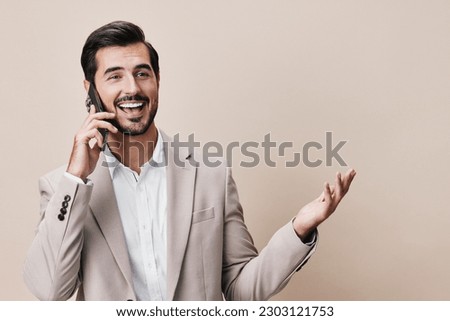 man smartphone suit call portrait happy smile hold business businessman phone