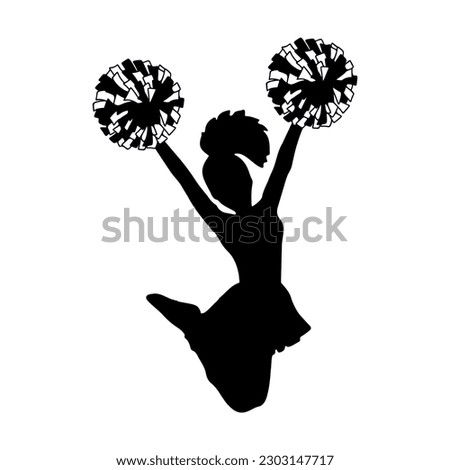Cheerleader with poms on white background. Isolated illustration.