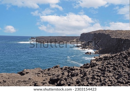Picture over volcanic coast near El Golfo on Lanzarote during daytime