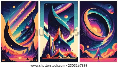 Outer Space Galaxy Illustration. 3D. Galaxy. Space Background Image And Wallpaper set collection of abstract vector illustration Royalty-Free Stock Photo #2303167899