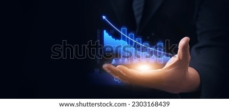Marketing businessman in mobile virtual stock graph analyzing growth sales data graph concept on modern interface icon on strategy analysis and content development related global network connection