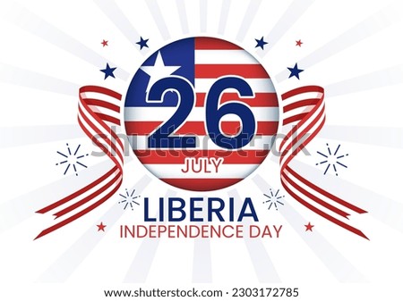 Happy Liberia Independence Day Vector Illustration with Waving flag in National Holiday on July 26 Flat Cartoon Hand Drawn Landing Page Templates Royalty-Free Stock Photo #2303172785