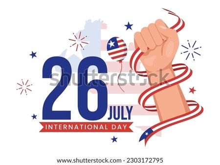 Happy Liberia Independence Day Vector Illustration with Waving flag in National Holiday on July 26 Flat Cartoon Hand Drawn Landing Page Templates Royalty-Free Stock Photo #2303172795