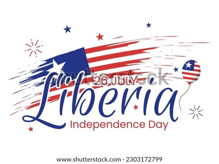 Happy Liberia Independence Day Vector Illustration with Waving flag in National Holiday on July 26 Flat Cartoon Hand Drawn Landing Page Templates Royalty-Free Stock Photo #2303172799