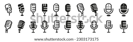 Microphone icon set. Microphones collection. Microphone silhouettes. Microphone vector icons. EPS 10