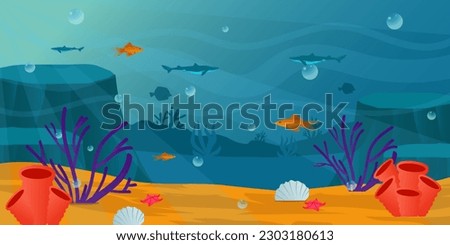 A beautiful flat illustration of underwater background