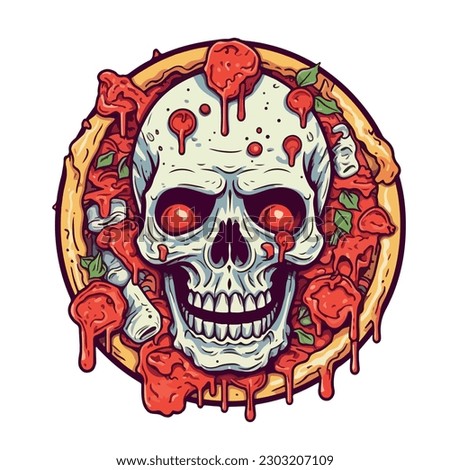 Logo with a bloody pizza and a sinister skull. For your logo or tattoo design