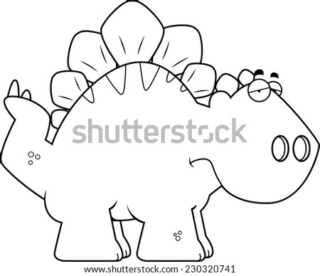 A cartoon illustration of a Stegosaurus dinosaur looking sad.