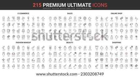 Online store sales and shopping color flat icons set vector illustration. Abstract symbols of fashion and beauty makeup cosmetic products, ecommerce simple design for mobile and web apps