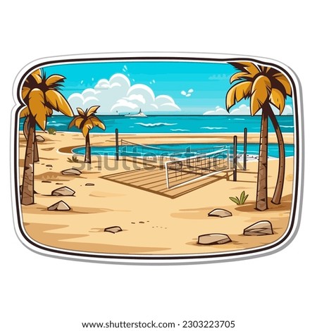 Beach volleyball. Sports disciplines. cartoon vector illustration, white background, label, sticker