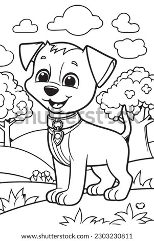 Dog Coloring Page, Dog Character For Coloring Book