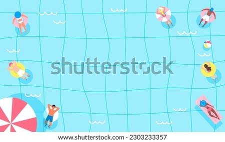 Summer Pool Background vector illustration. People enjoy party in the pool pastel theme Royalty-Free Stock Photo #2303233357