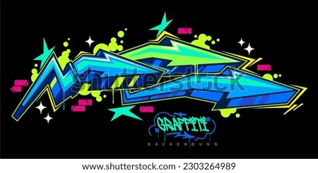 Trendy Colorful Abstract Urban Street Art Graffiti Style Arrows Vector Illustration Template Background