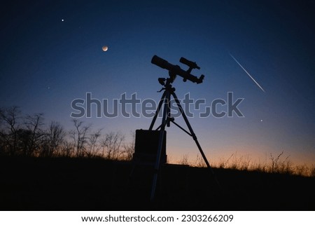 Astronomy telescope for observing stars, planets, Moon and other space objects. Royalty-Free Stock Photo #2303266209