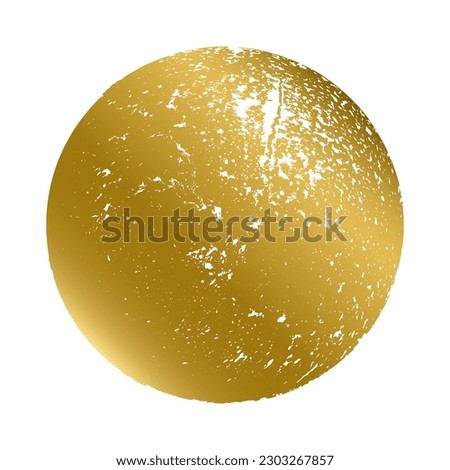 Gold stamp round shape isolated on white background. Golden texture circle design element. Vector illustration, eps 10.