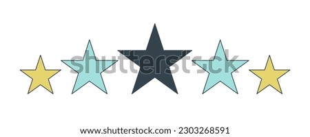 Five star rating flat line color isolated vector icon. Bewertung sterne. Review stars 5. Editable clip art element on white background. Simple outline cartoon spot illustration for web design