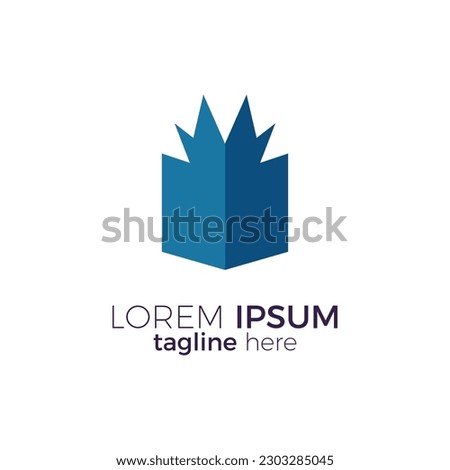 professional business book and crown logo. blue color sign symbol vector illustration