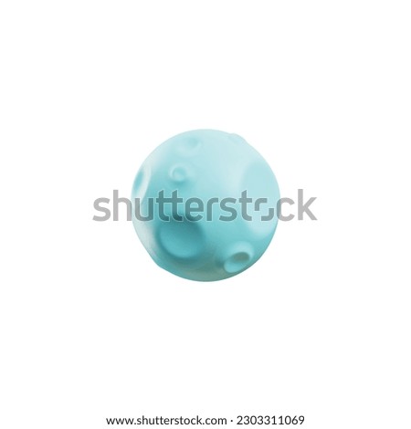 3d vector render object of planet, moon, venus in blue color. Realistic illustrations in plastic cartoon style for universe space education Isolated on white background Royalty-Free Stock Photo #2303311069