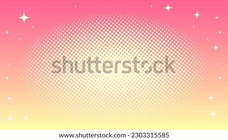 Halftone colored pink with yellow background in manga and comics style. Cute kawaii background for girls. Vector illustration. Royalty-Free Stock Photo #2303315585