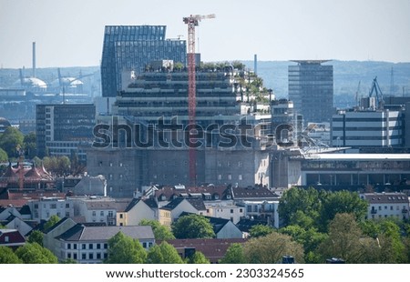 More than 4000 trees are planted on top of a world war 2 bunker in Hamburg, Germany. On May 15th 2023 the green roof project is still under construction.	