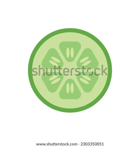 Cucumber slice cross section with seeds flat color vector icon for food applications and websites Royalty-Free Stock Photo #2303350051