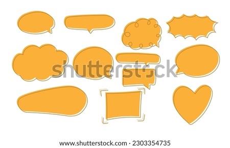 Set of yellow speech bubbles. hand drawn style