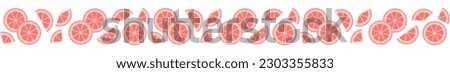 Seamless border garland with grapefruit slices. Isolated vector illustration on white background. Royalty-Free Stock Photo #2303355833