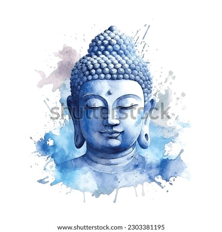 Blue buddha watercolor, great design for any purposes for decoration design. White background. Royalty-Free Stock Photo #2303381195
