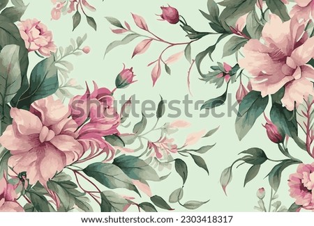 Abstract floral art background template. Botanical watercolor hand drawn flowers brush line art design - Vector illustration