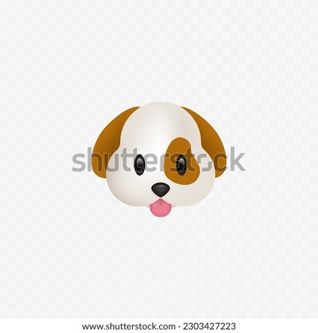 Cute dog emoji head. Puppy dog icon. Isolated on white. Vector