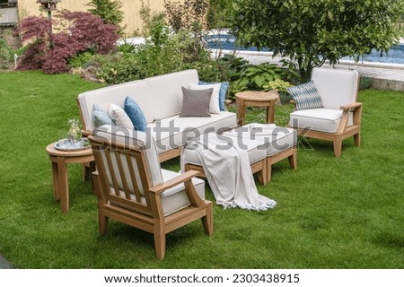 garden furniture on the lawn in the garden