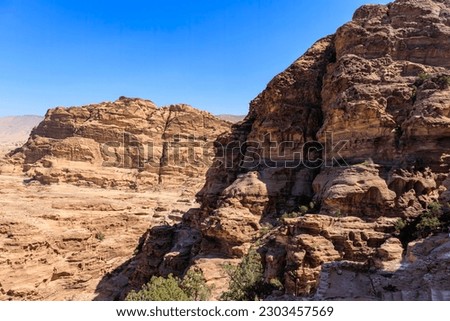 Landscapes in the Wadi Musa desert in Jordan near Petra