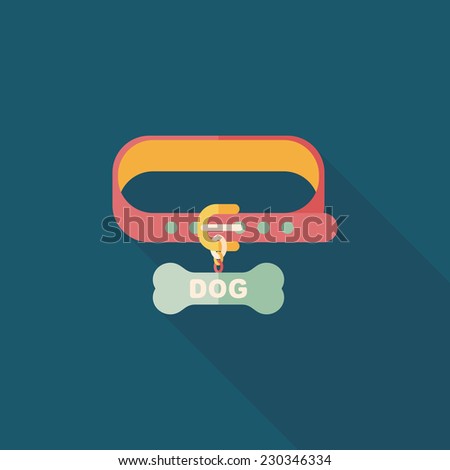 Pet dog chains flat icon with long shadow,eps10