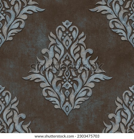 damask seamless pattern. vintage decorative damask with dark background. beautiful floral Victorian texture for wallpapers, textile, wrapping, fabric print. classical luxury baroque design.