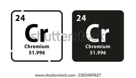 Chromium periodic element icon. The chemical element of the periodic table. Sign with atomic number. Atomic mass and electronegativity values. Vector illustration Royalty-Free Stock Photo #2303489827