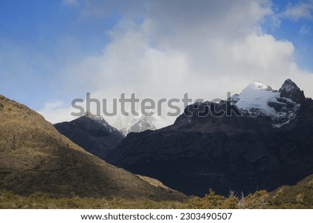 Landscape of the Argentine Patagonia with mountains, rivers and desert