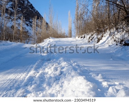 Snowy path in the mountains