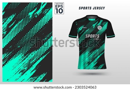 T-shirt sport jersey design template with abstract grunge halftone pattern background. Sport uniform in front view. Tshirt mock up for sport club. Vector Illustration	 Royalty-Free Stock Photo #2303524063