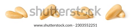 Roasted pine nuts isolated on the white background. Royalty-Free Stock Photo #2303552251