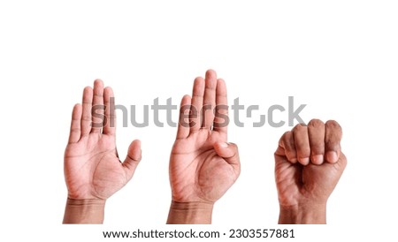 Signal for help: Asian man hand shows how to make hand gesture to ask for help silently. a tool that may help some people who do not have the ability to make video calls.