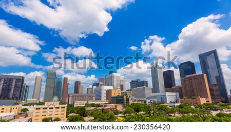 Houston skyline from south in Texas US USA