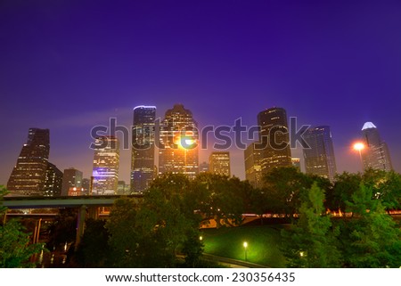 Houston skyline at sunset west downtown Texas USA US America