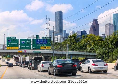 Houston Fwy traffic 10 Interstate in Texas USA US