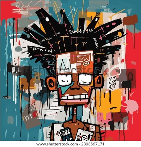 Conceptual street art, graffiti style vector painting of the concept of self expression Royalty-Free Stock Photo #2303567171