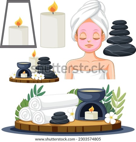 Spa and Sauna Self Care Elements Collection illustration